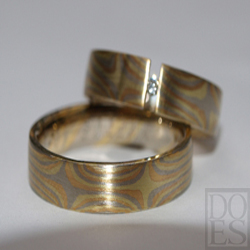 Mokume-gane wedding rings "Bara" Weddingrings "Bara"