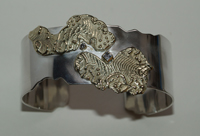 Zilveren armband Zilveren armband met gouden decoratie en diamant